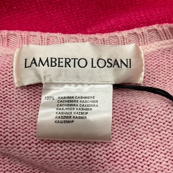 LAMBERTO LOSANI FUCHSIA CASHMERE KNIT PULLOVER SWEATER - Picture 4 of 7